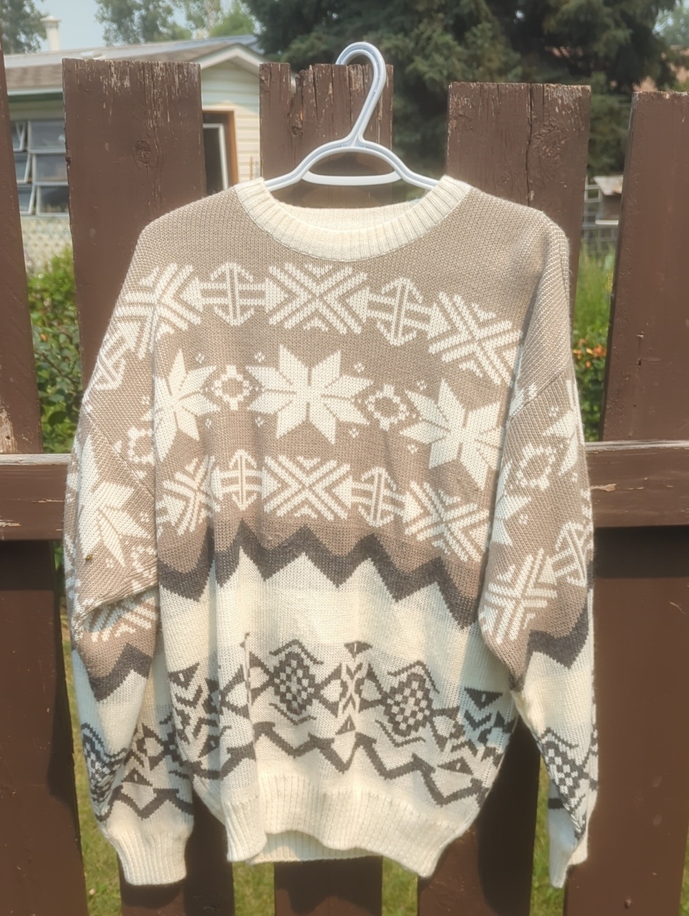 Northwest Territory | Vintage Cream and Tan Fair Isle Knit Sweater